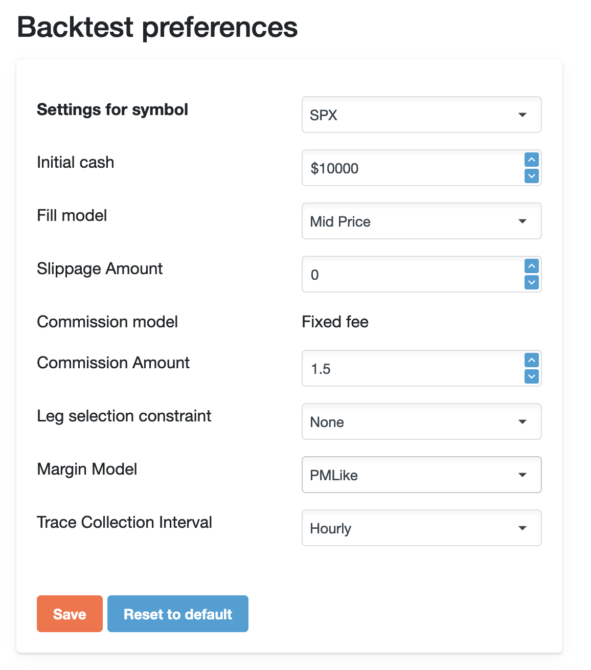 Backtest Preferences