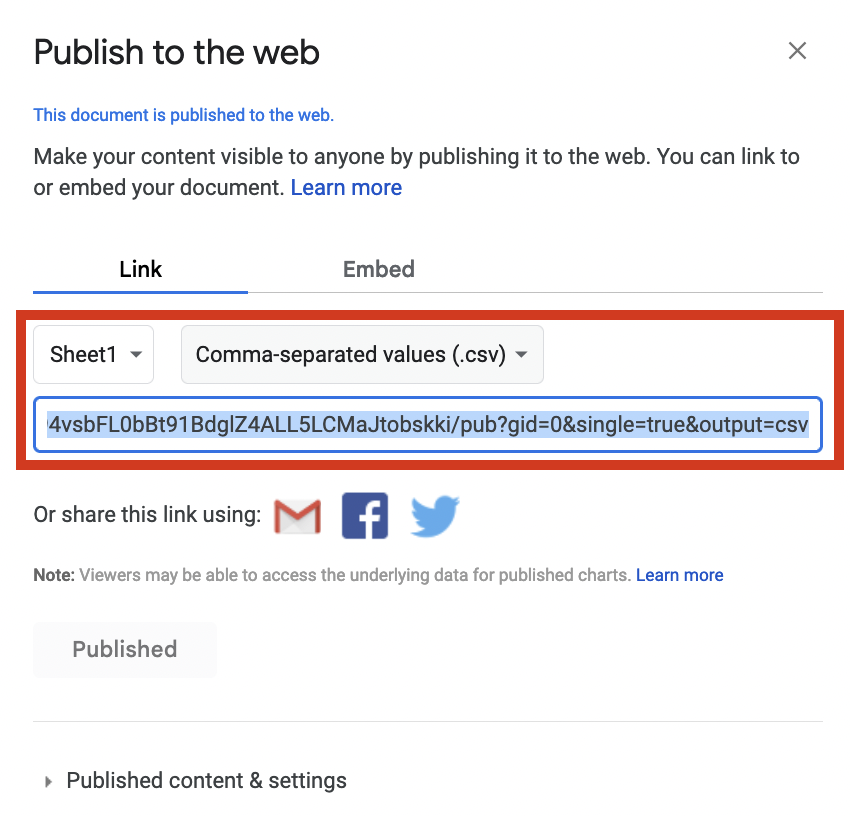 Publish to web